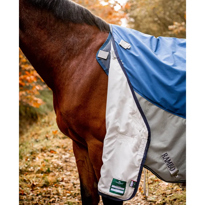 Horseware Rambo Autumn Series Detach-A-Neck Turnout Rug  - Navy/Grey-4